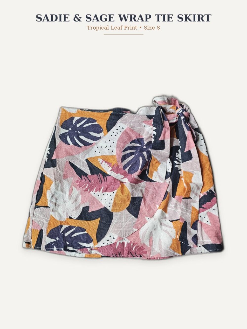 Sadie & Sage Tropical Linen Blend Skirt S